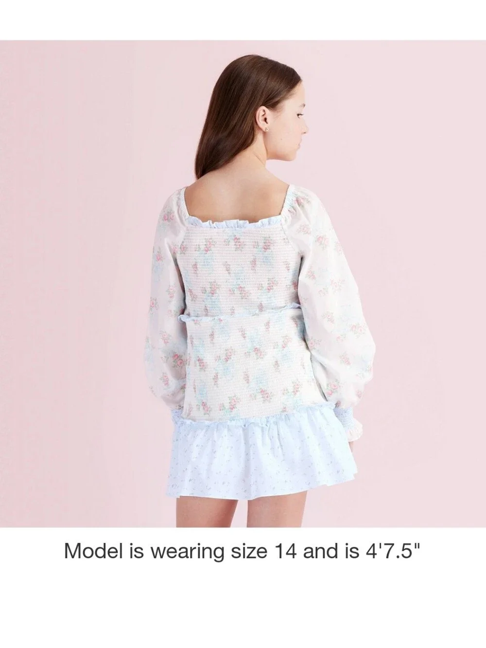 LoveShackFancy Target Girls Sz 10 Juliet Ribbon Floral Smocked Long Sleeve Dress
